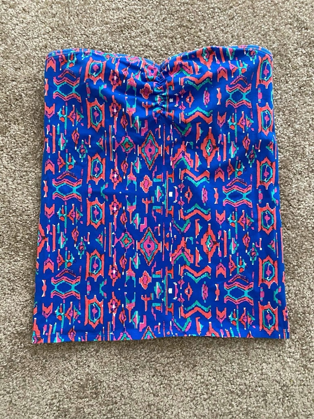 Aerie Girly Vibe Strapless Tube Top Size Medium Blue Multicolor